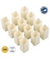 GloboStar® CANDLE 79540 ΣΕΤ 12 x Διακοσμητικά Realistic Κεράκια με LED Εφέ Κινούμενης Φλόγας - Μπαταρίας 12 x CR2032 Θερμό Λευκό 2700K Μπεζ L3.7 x W3.7 x H7.5cm
